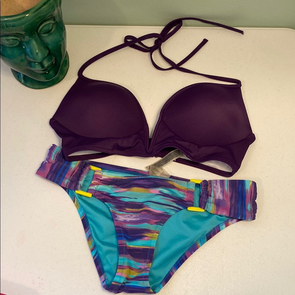 Victoria’s Secret Purple and Multicolor Women's Bikini Set
